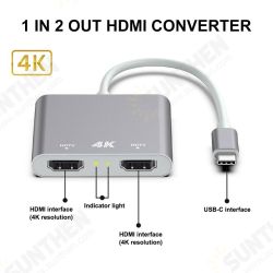 USB-C to Dual HDMI Adapter Converter 4K 60HZ HDMI 2.0 HD Display Support Mirror Mode Expanded For SmartPhone Tablet Laptop Samsung Huawei iPad MacBook USB-C to Dual HDMI Adapter Converter 4K 60HZ HDMI 2.0 HD Display Support Mirror Mode Expanded For SmartPhone Tablet Laptop Samsung Huawei iPad MacBook