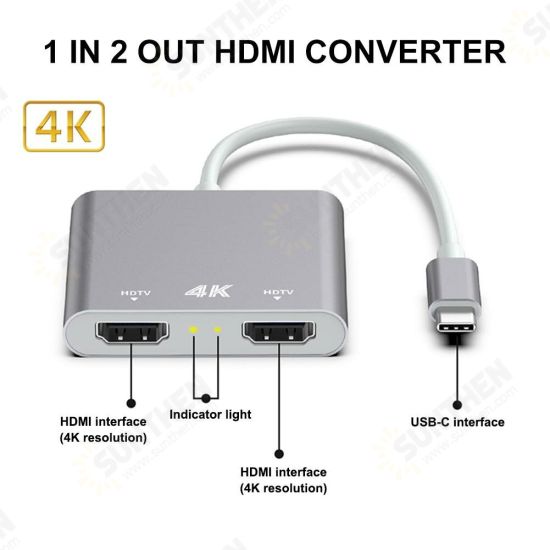 USB-C to Dual HDMI Adapter Converter 4K 60HZ HDMI 2.0 HD Display Support Mirror Mode Expanded For SmartPhone Tablet Laptop Samsung Huawei iPad MacBook