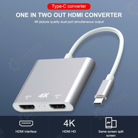 USB-C to Dual HDMI Adapter Converter 4K 60HZ HDMI 2.0 HD Display Support Mirror Mode Expanded For SmartPhone Tablet Laptop Samsung Huawei iPad MacBook