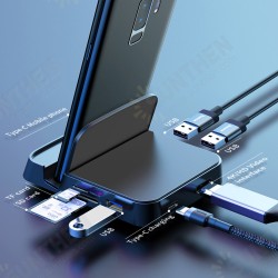 7-In-1 USB-C HUB Docking Station USB3.0*1/USB2.0*2/4K@30Hz HDMI*1/Memory Card Readers *1/USB-C *1 For iPhone 13 Pro Max For Samsung Galaxy S21 5G 7-In-1 USB-C HUB Docking Station USB3.0*1/USB2.0*2/4K@30Hz HDMI*1/Memory Card Readers *1/USB-C *1 For iPhone 13 Pro Max For Samsung Galaxy S21 5G