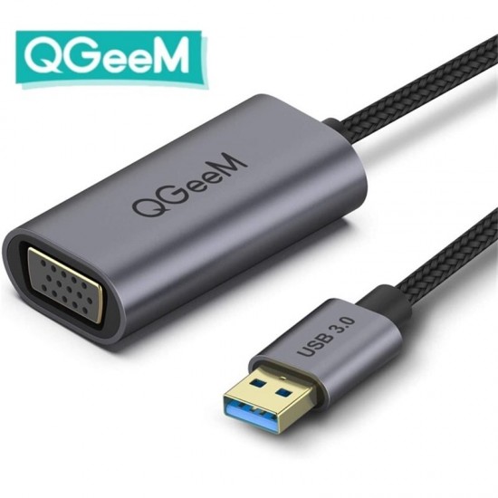 QG-UA07-A USB to VGA Adapter USB 3.0 to VGA Adapter Multi-Display Video Converter for Mac OS PC Laptop Windows 7/8/8.1/1 MacBook Pro 2019/2018/2017