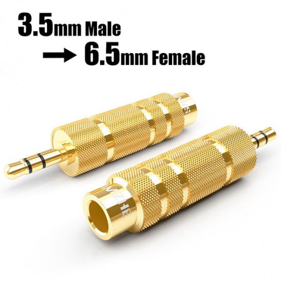 Audio Adapter 3.5mm Male to 6.5mm Female Aux Jack Mic Stereo Earphone Headphone Adapter Connector for Car Speaker Laptops Phones
