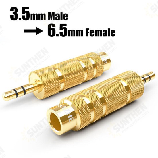 Audio Adapter 3.5mm Male to 6.5mm Female Aux Jack Mic Stereo Earphone Headphone Adapter Connector for Car Speaker Laptops Phones