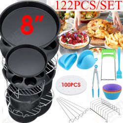 8inch Air Fryer For 3.7QT-6.8QT 124PCS Set Accessories Frying Cage Baking Rack Tray 8inch Air Fryer For 3.7QT-6.8QT 124PCS Set Accessories Frying Cage Baking Rack Tray