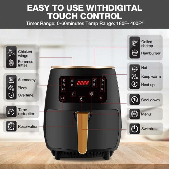 1800W 4.5L Air Fryer Oil Health Fryer Cooker 110V/220V Multifunction Smart Touch LCD Airfryer French fries Pizza Fryer