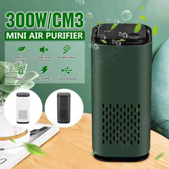 Mini Air Purifier With 7-Color Light USB Smart Home Car Fresh Oxygen Ionizer Smoke Cleaner