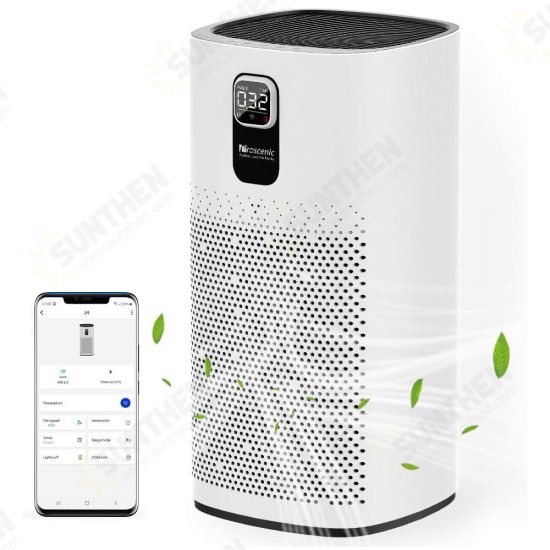 A9 Air Purifier LED Display 460m³/h CADR 4 Gear Wind Speed Remove 99.97% Dust Smoke Pollen Alexa Google Home Voice Control Air Cleaner for Home Bedroom Office Large Room