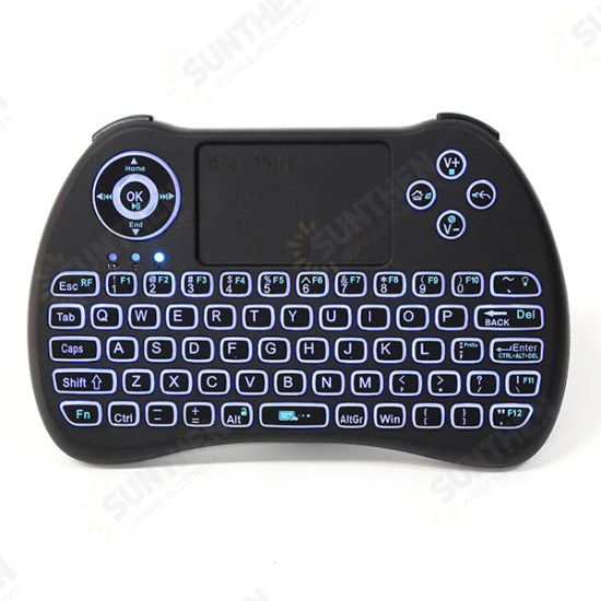 KP-810-21Q 2.4G Wireless Spainish Three Color Backlit Mini Keyboard Touchpad Air Mouse