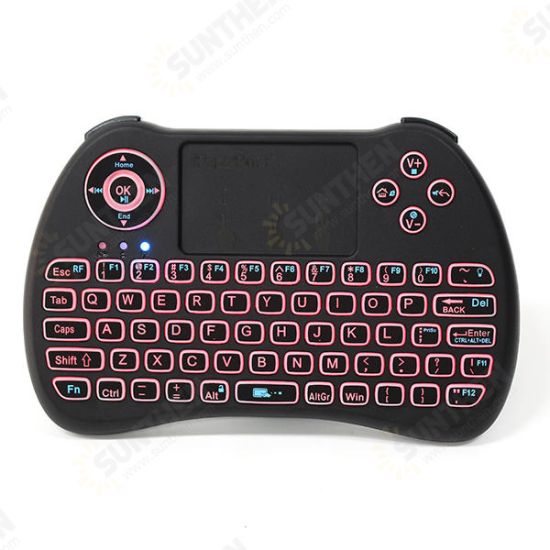 KP-810-21Q 2.4G Wireless Spainish Three Color Backlit Mini Keyboard Touchpad Air Mouse