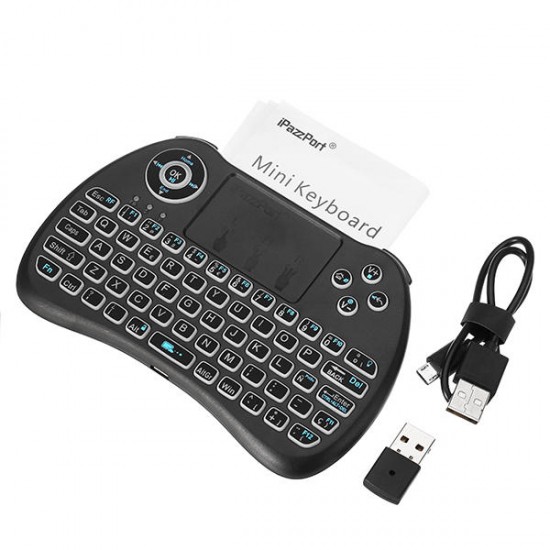 KP-810-21Q 2.4G Wireless Spainish Three Color Backlit Mini Keyboard Touchpad Air Mouse