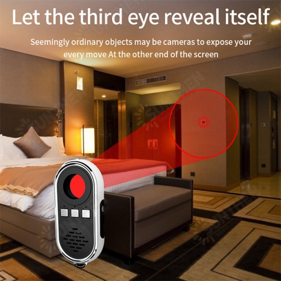 S200 Anti-sneak Camera Detector Infrared Scanning Alarm Anti-Monitoring Snooping Micro Cam with LED Light Portable Video Detection Device