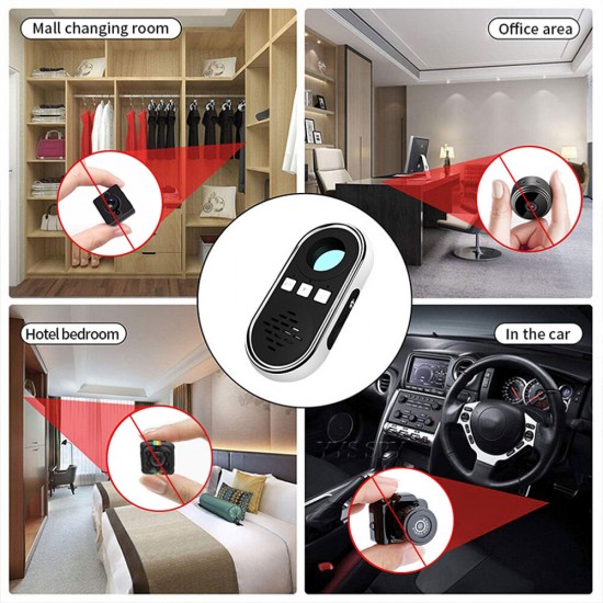 S200 Anti-sneak Camera Detector Infrared Scanning Alarm Anti-Monitoring Snooping Micro Cam with LED Light Portable Video Detection Device