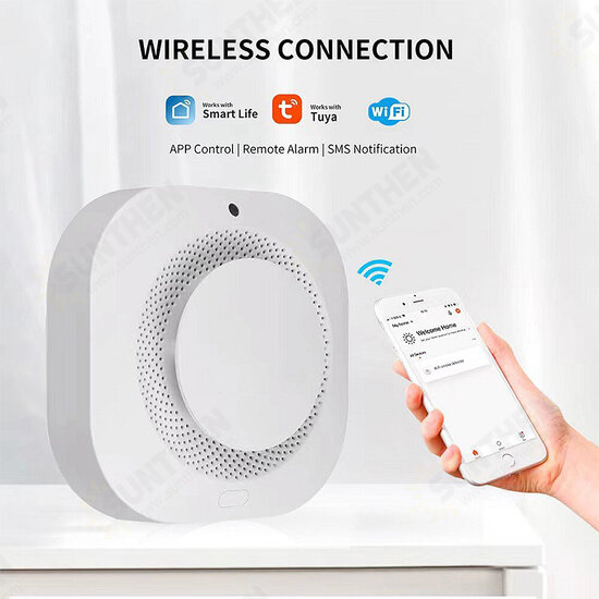 Tuya Wifi Smoke Sensor Fire Detection Alarm Smart Home Security Fire Protection Work with Alexa Google Home