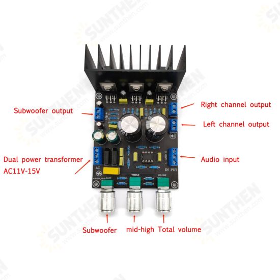 2.1 Subwoofer Power Amplifier Board LM1875 2.1 Three-channel Multimedia Audio Bass Amplifier Board