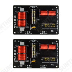 2Pcs 350W 2 Ways Crossover Audio Board Tweeter Bass Speaker Frequency Divider 2 Unit for 4-8Ohm DIY Speaker Filter 2800Hz 2Pcs 350W 2 Ways Crossover Audio Board Tweeter Bass Speaker Frequency Divider 2 Unit for 4-8Ohm DIY Speaker Filter 2800Hz
