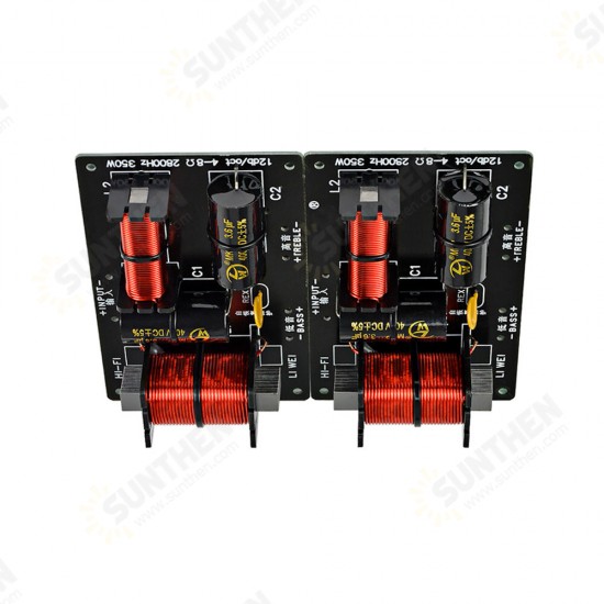 2Pcs 350W 2 Ways Crossover Audio Board Tweeter Bass Speaker Frequency Divider 2 Unit for 4-8Ohm DIY Speaker Filter 2800Hz