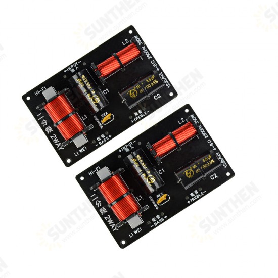 2Pcs 350W 2 Ways Crossover Audio Board Tweeter Bass Speaker Frequency Divider 2 Unit for 4-8Ohm DIY Speaker Filter 2800Hz