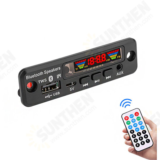 5V Bluetooth 5.0 MP3 Decoder LED Spectrum Display APE Lossless Decoding TWS Support FM USB AUX EQ Car Accessories