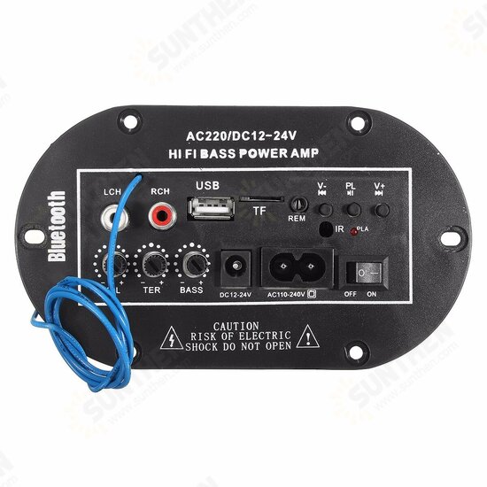 AC 220V/DC 12V/24V 50W Car Bluetooth Subwoofer Hi-Fi Bass Amplifier Board Audio TF USB with Remote Controller