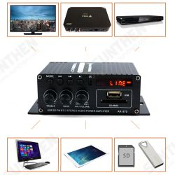 AK370 400W DC 12V / AC 220V Remote Control bluetooth HiFi Home car Stereo Amplifier Music Receiver FM Radio 20Hz-20KHz AK370 400W DC 12V / AC 220V Remote Control bluetooth HiFi Home car Stereo Amplifier Music Receiver FM Radio 20Hz-20KHz