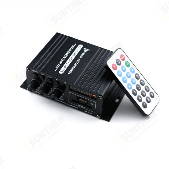 AK370 400W DC 12V / AC 220V Remote Control bluetooth HiFi Home car Stereo Amplifier Music Receiver FM Radio 20Hz-20KHz