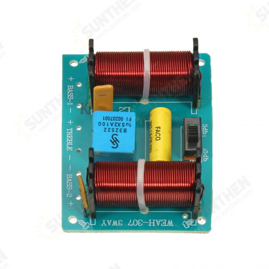 WEAH-307 3 Way Audio Speaker Crossover 100W Filter Treble Mediant Bass Frequency Divider Module