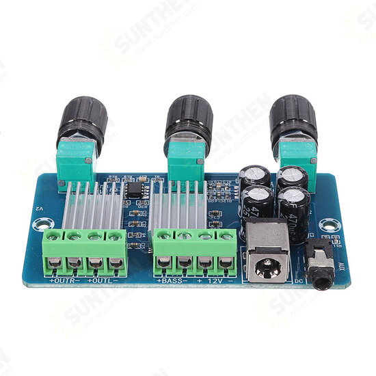 XH-A355 20W+10W+10W 2.1 Channel Stereo Audio Digital Power Amplifier Board Bass Subwoofer AMP Aplificador Audio DC 12V