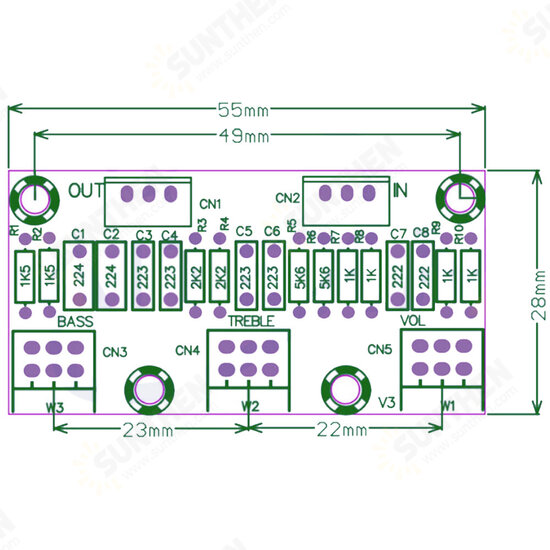 XH-M802 Amplifier Board High and Low Voltage Mixer Tone Board Volume Control Subwoofer PCB Adjustment Amplificador