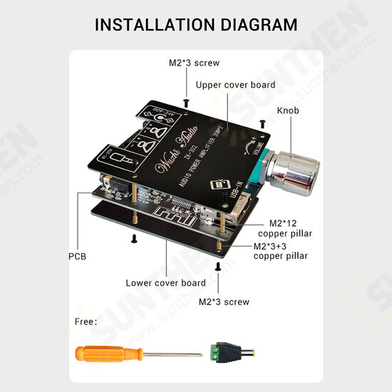 ZK-302 Bluetooth Audio Digital Power Amplifier Board Module 2.0 Stereo Dual Channel 30W+30W