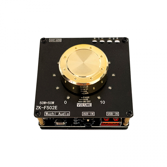 ZK-F502E Cool Volume Indicator Bluetooth Audio Power Amplifier Board Module LC Filter Stereo 50W+50W