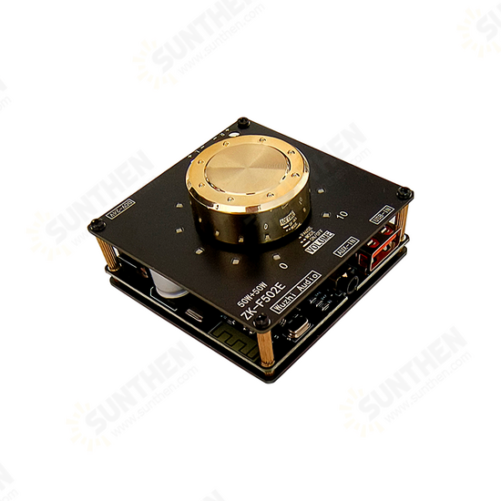 ZK-F502E Cool Volume Indicator Bluetooth Audio Power Amplifier Board Module LC Filter Stereo 50W+50W