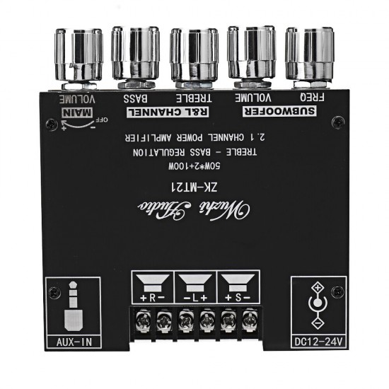 ZK-MT21 bluetooth 5.0 Subwoofer Amplifier Board 50WX2+100W 2.1 Channel Power Audio Stereo Amplifier Tone Board Bass AMP AUX