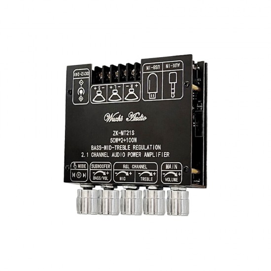 ZK-MT21S 2.1 Channel Bluetooth 5.1 Subwoofer Amplifier Board Module 50WX2+100W Power Audio Stereo Amplifier Board