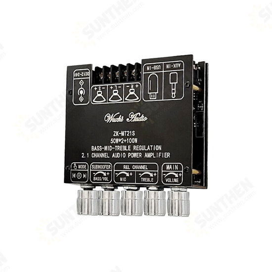 ZK-MT21S 2.1 Channel Bluetooth 5.1 Subwoofer Amplifier Board Module 50WX2+100W Power Audio Stereo Amplifier Board