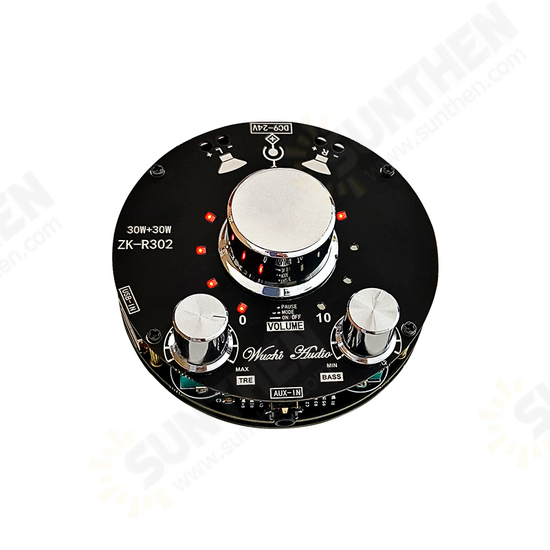 ZK-R302 Volume Indicator LED Bluetooth Audio Amplifier Board Module TPA3118 High And Low Bass Adjustment 30Wx2 Speaker