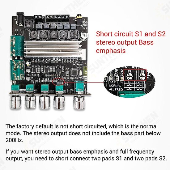 ZK-TB22 2.1 Channel bluetooth 5.1 Audio Power Amplifier Board Stereo Tweeter Bass Subwoofer Adjustment TWS True Wireless TPA3116 Module