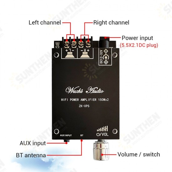 ZK-XPS 150Wx2 2.0 Dual Channel Stereo TDA7498E Bluetooth Audio Power Amplifier Board Module