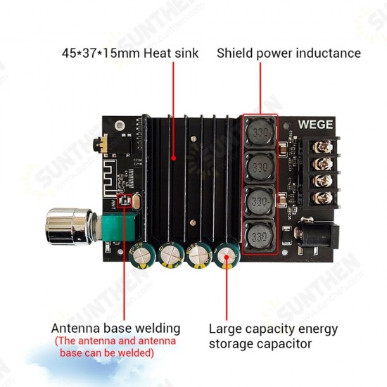 ZK-XPS 150Wx2 2.0 Dual Channel Stereo TDA7498E Bluetooth Audio Power Amplifier Board Module