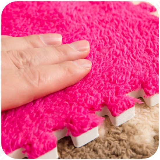 10 Pcs 30x30x1cm Children EVA Suede Mats Stitching Carpet Floor Mat Comfortable Soft Anti-skid Play Pad for Living Room Bedroom