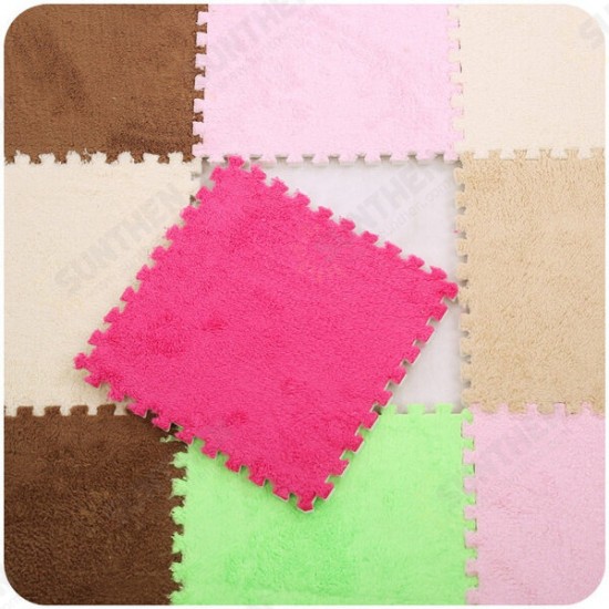 10 Pcs 30x30x1cm Children EVA Suede Mats Stitching Carpet Floor Mat Comfortable Soft Anti-skid Play Pad for Living Room Bedroom