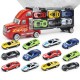 12 Pcs Kid Car Model Set Truck Simulation Track Vehicle Toys Alloy Cars+Cartoon Car+Storage Truck Children Toys Gift