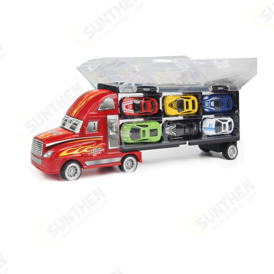 12 Pcs Kid Car Model Set Truck Simulation Track Vehicle Toys Alloy Cars+Cartoon Car+Storage Truck Children Toys Gift