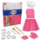13Pcs Apron Kids Cooking Baking Set Kitchen Girls Toys Chef Role Play Children Costume Pretend Play Set Improve Practical＆Thinking Ability