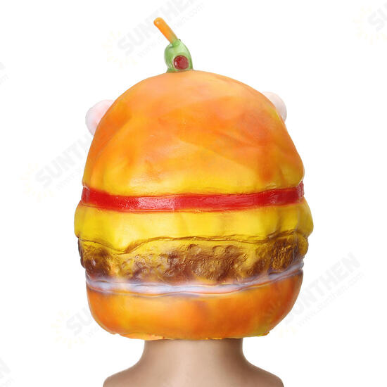 Burger Hamburger Latex Mask Fancy Dress Full Face Head Halloween Cosplay Party