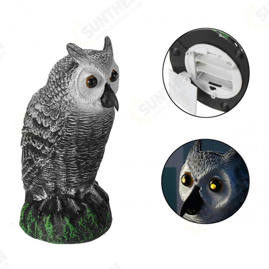 Dummy Owl Hunting Decoy Glowing Eyes Sound Garden Decor