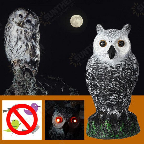 Dummy Owl Hunting Decoy Glowing Eyes Sound Garden Decor