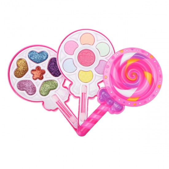Girls Make-Up Toy Set Lollipop Shaped Princess Pink Beauty Cosmetics Compact Kids Gift