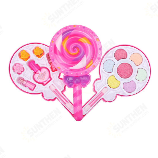 Girls Make-Up Toy Set Lollipop Shaped Princess Pink Beauty Cosmetics Compact Kids Gift