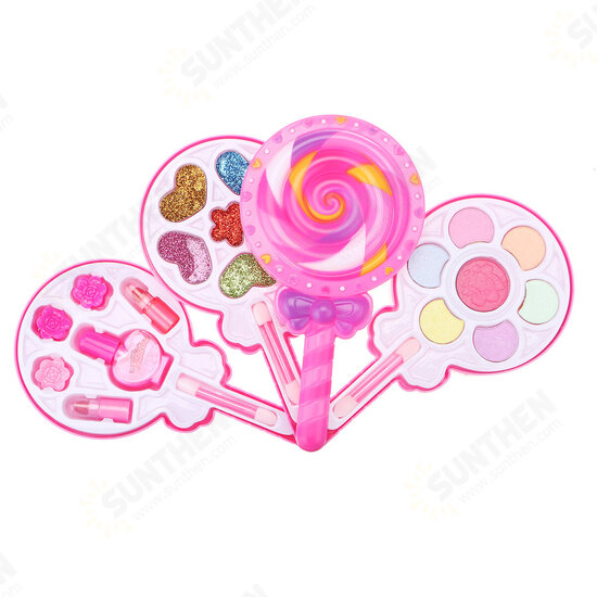 Girls Make-Up Toy Set Lollipop Shaped Princess Pink Beauty Cosmetics Compact Kids Gift