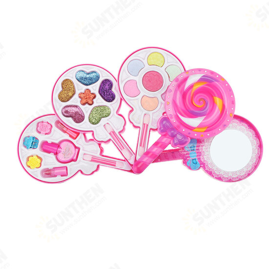 Girls Make-Up Toy Set Lollipop Shaped Princess Pink Beauty Cosmetics Compact Kids Gift